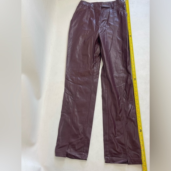 Amanda Steele Faux Leather Pants, Brown High-Waisted with Side Pockets. Sz S - Picture 5 of 11